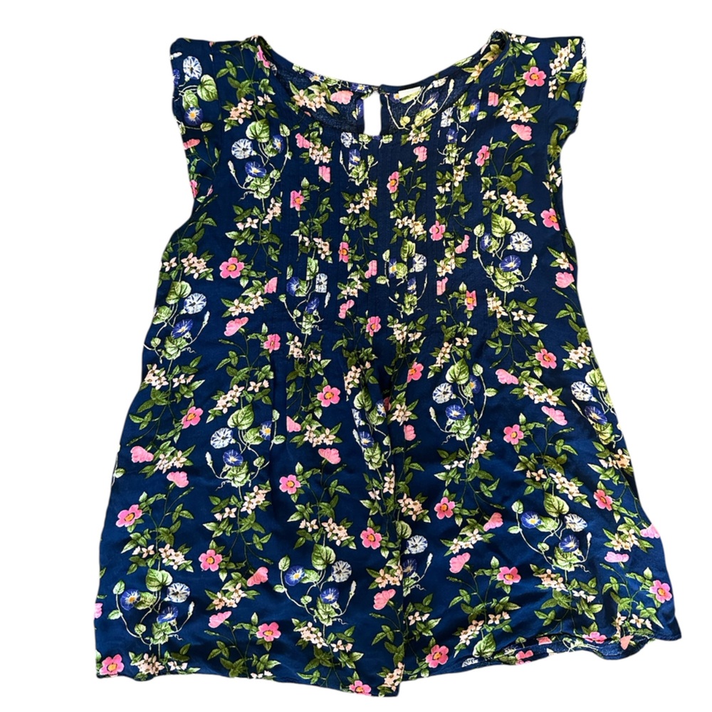 Old Navy Blue Floral Blouse Medium
